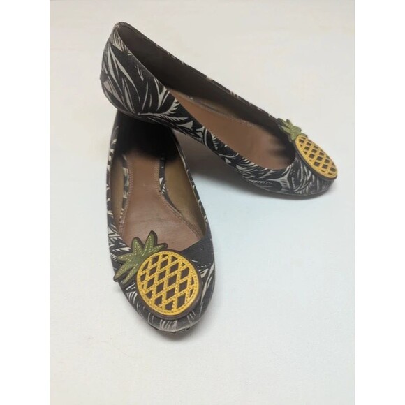 Tory Burch Shoes - Tory Burch Pineapple Canvas Ballet Flats Black White Fun Size 6.5